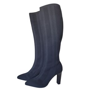 Charles David Black Knee-high Pointed Toe Heeled Boots Women's Size 7.5M